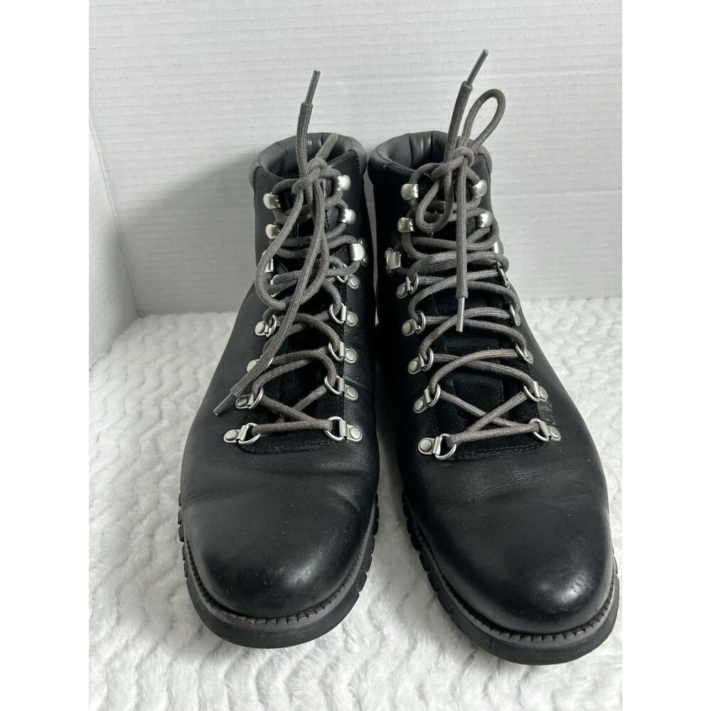 Cole Haan Boots Mens Size 12 Black ZEROGRAND Leather Lace Up Combat Ankle Hiker